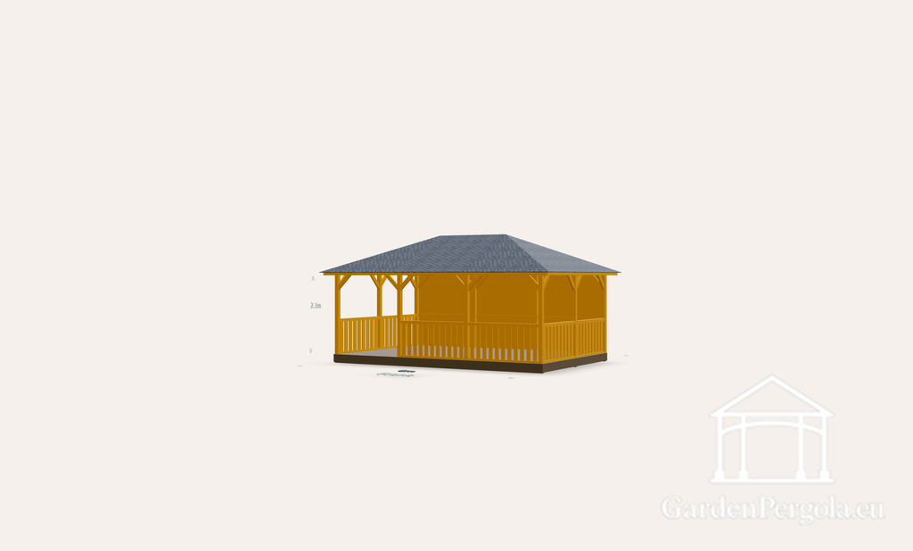 Gazebo 4x6m avec toit à quatre pentes en bardeaux gris