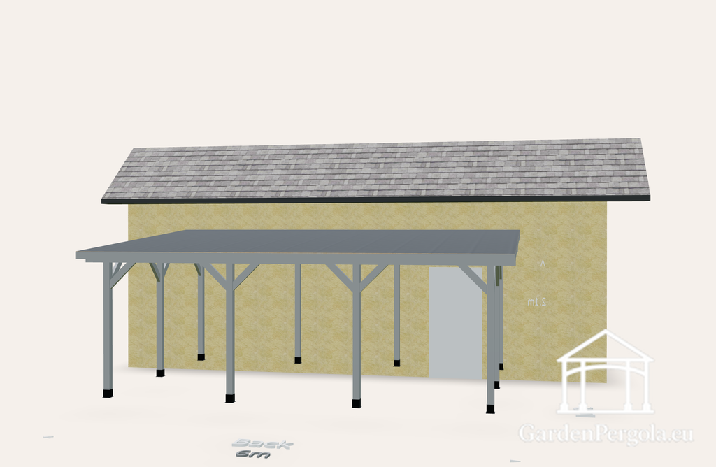 Lean-to pergola 4x6 m attached to the house