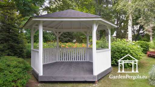 Gloriette blanche à 6 côtés - garden gazebo pergola