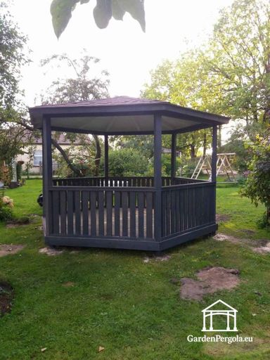 Gloriette hexagonale gris foncé