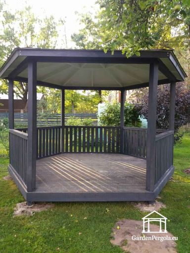 Gloriette hexagonale gris foncé