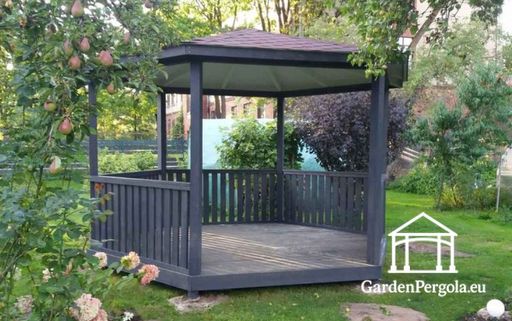 Gloriette hexagonale gris foncé - garden gazebo pergola