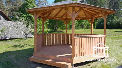 Gloriette hexagonale brun clair - garden gazebo pergola