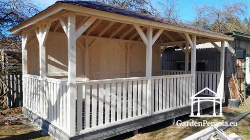 Gloriette blanche 4x6m avec sol gris foncé