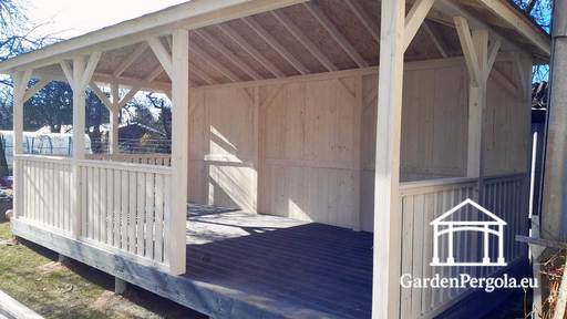 Gloriette blanche 4x6m avec sol gris foncé