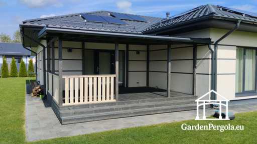 Gloriette Premium Gris Foncé avec Toit Métallique 4x6m - garden gazebo pergola