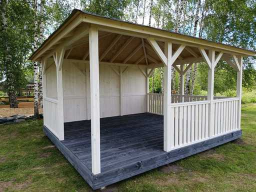 Tonnelle de jardin blanche 4x4,5 m confortable