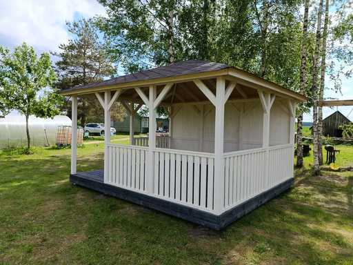 Tonnelle de jardin blanche 4x4,5 m confortable