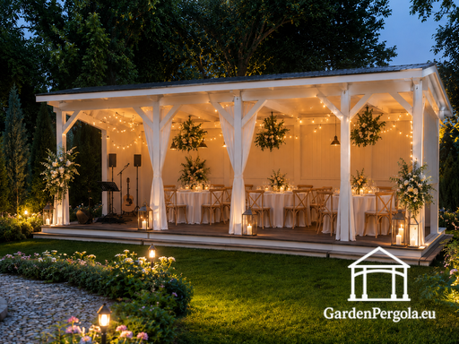 Gloriette en bois 4x8 m avec toit à deux pans - garden gazebo pergola