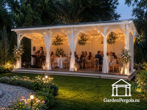 Gloriette en bois 4x8 m avec toit à deux pans