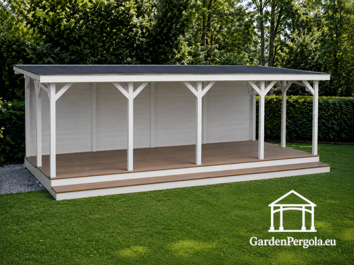 Gloriette en bois 4x8 m avec toit à deux pans