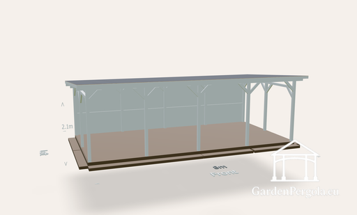 Gloriette en bois 4x8 m avec toit à deux pans