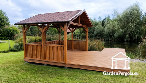 Gazebo en bois 3x4 m avec une terrasse spacieuse de 4x4 m - garden gazebo pergola