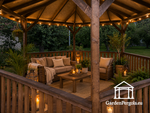 Pavillon de Jardin en Bois à Six Côtés avec Toit en Bardeaux — Confortable, Pratique et Naturellement Élégant