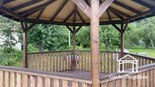 Pavillon de Jardin en Bois à Six Côtés avec Toit en Bardeaux — Confortable, Pratique et Naturellement Élégant