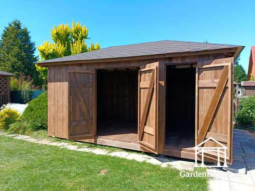 Abri de Jardin en Bois Sur Mesure 3x5,5 m — Abri de Rangement Spacieux avec Portes Doubles Larges