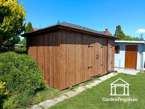 Abri de Jardin en Bois Sur Mesure 3x5,5 m — Abri de Rangement Spacieux avec Portes Doubles Larges