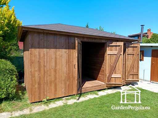 Abri de Jardin en Bois Sur Mesure 3x5,5 m — Abri de Rangement Spacieux avec Portes Doubles Larges