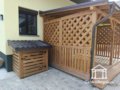 Extension de Maison en Bois Naturel 3x3,5 m avec Cache-Climatiseur 1,3x1,3 m