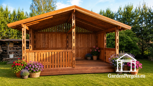Gazebo de Jardin en Bois Marron 4x6 m