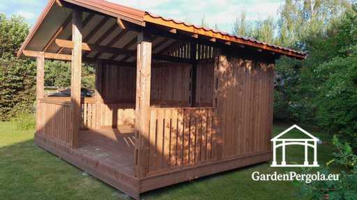 Gazebo de Jardin en Bois Marron 4x6 m