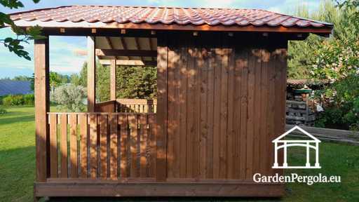 Gazebo de Jardin en Bois Marron 4x6 m