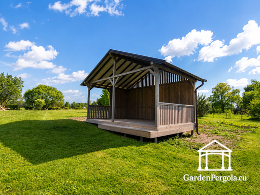 Gazebo de Jardin en Bois Gris 4x6 m avec Marche - garden gazebo pergola