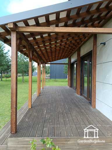 Véranda en bois naturel 2,4 x 9 m sans terrasse