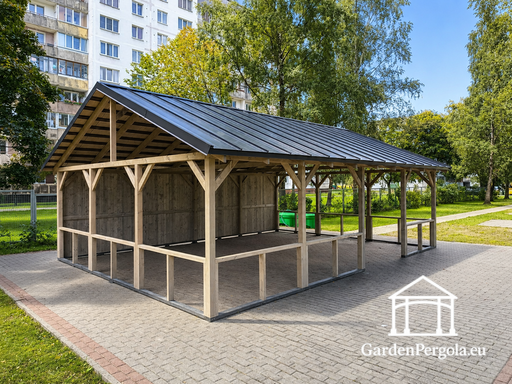 Tonnelle en bois naturel 6x8 m sans plancher - garden gazebo pergola
