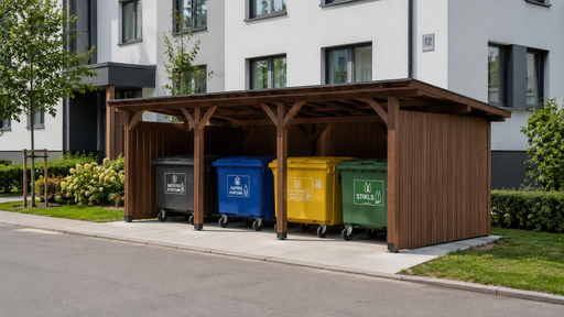 Abris pour conteneurs de déchets pour immeubles d'habitation – Pourquoi un local à poubelles en bois de 3x5 m est un choix pratique