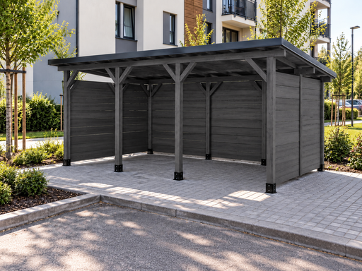 Abri à poubelles en bois 3 × 5 m pour immeubles - garden gazebo pergola